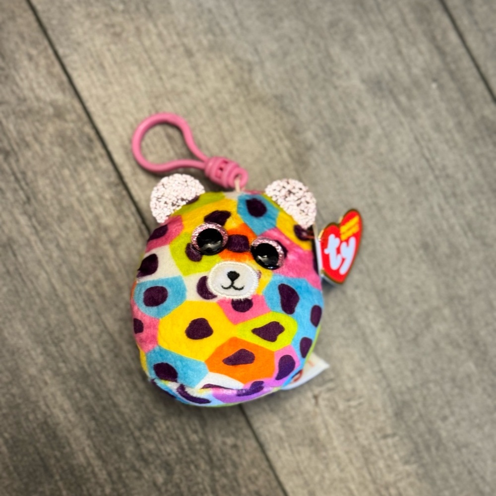 Ty Beanie Boos‎ GISELLE Leopard Cat PLUSH KEY CLIP 5.5" Glitter Backpack Purse